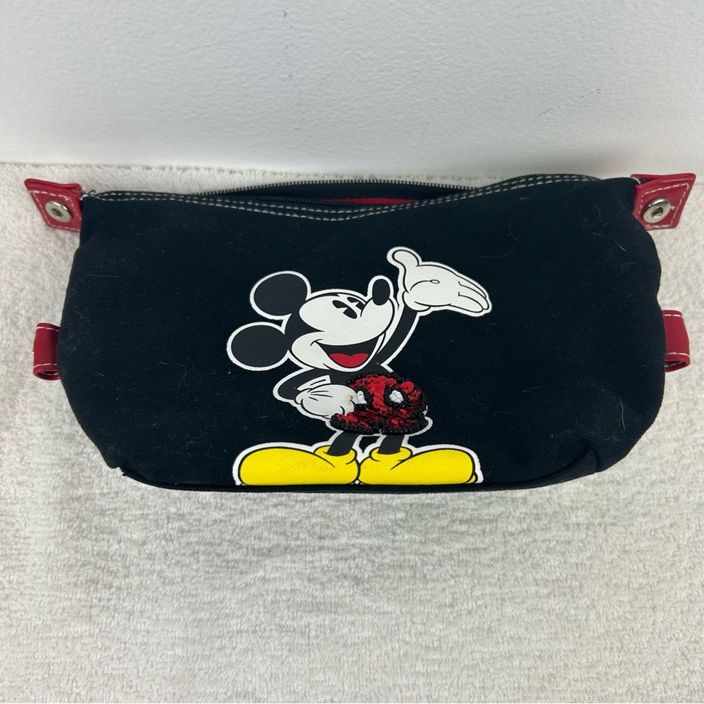 Official Mickey Mouse Black Canvas Pouch with Yellow Accents & red sequins